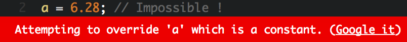 Attempt to modify a constant variable